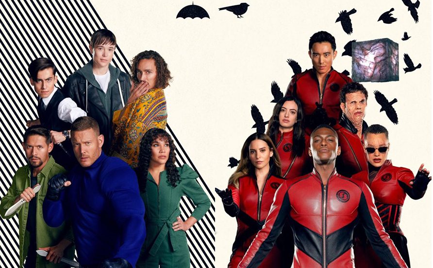The Umbrella Academy and The Sparrow Academy showcased on season 3 posters