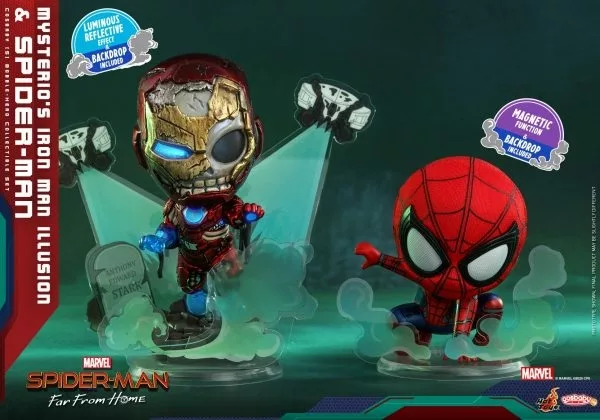 Mysterio's Iron Man Illusion & Spider-Man Cosbaby Bobble-Head set