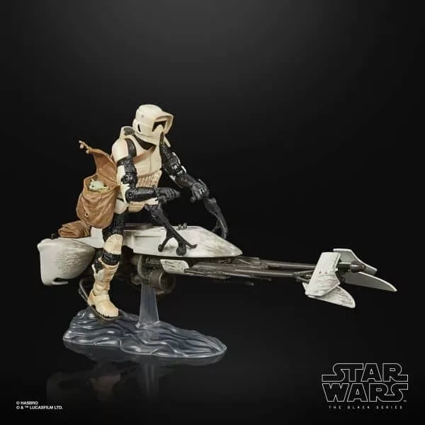 Hasbro Star Wars Vintage Collection Star Wars: The Mandalorian Speeder  Bike, Scout Trooper and Grogu 3.75-in Vehicle and Action Figure