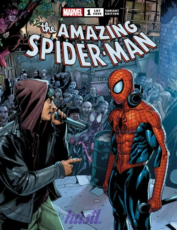 Eminem rap battles The Amazing Spider-Man on comic book variant cover