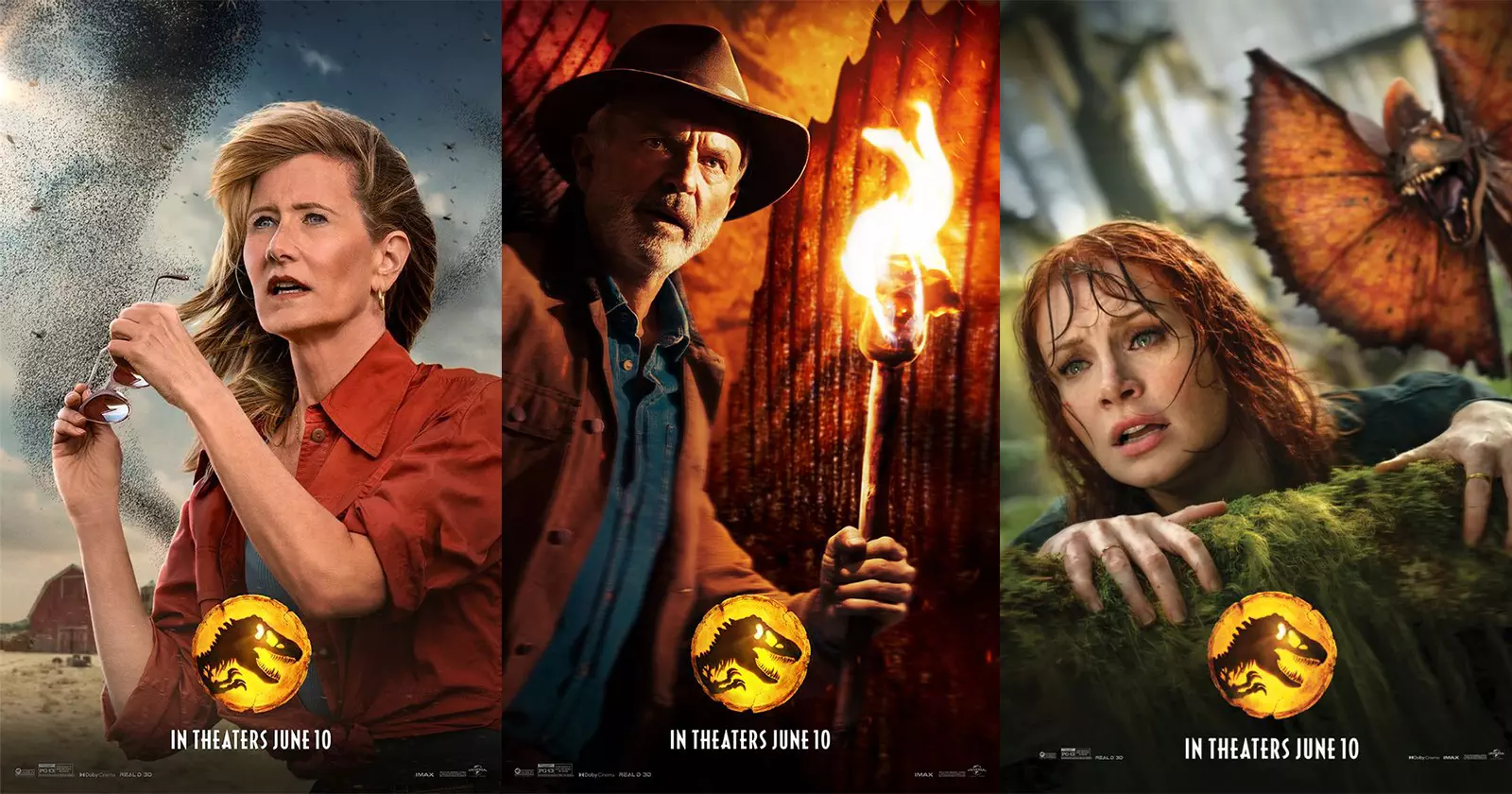 Jurassic World Dominion character posters bring together two eras